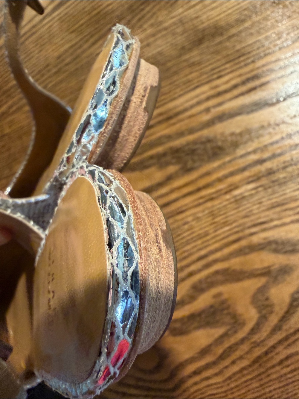 Stuart Weitzman Silver Snake-Print Pointed Slingback Flats - Picture 4 of 7